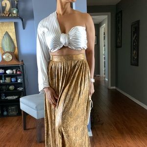 Silver/White Silky Button Up